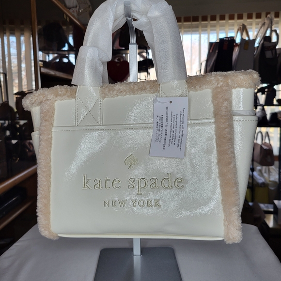 Kate Spade Jett Faux Shearling Small Tote In Meringue